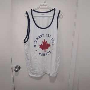 Old Navy White Tank with Red Maple Leaf